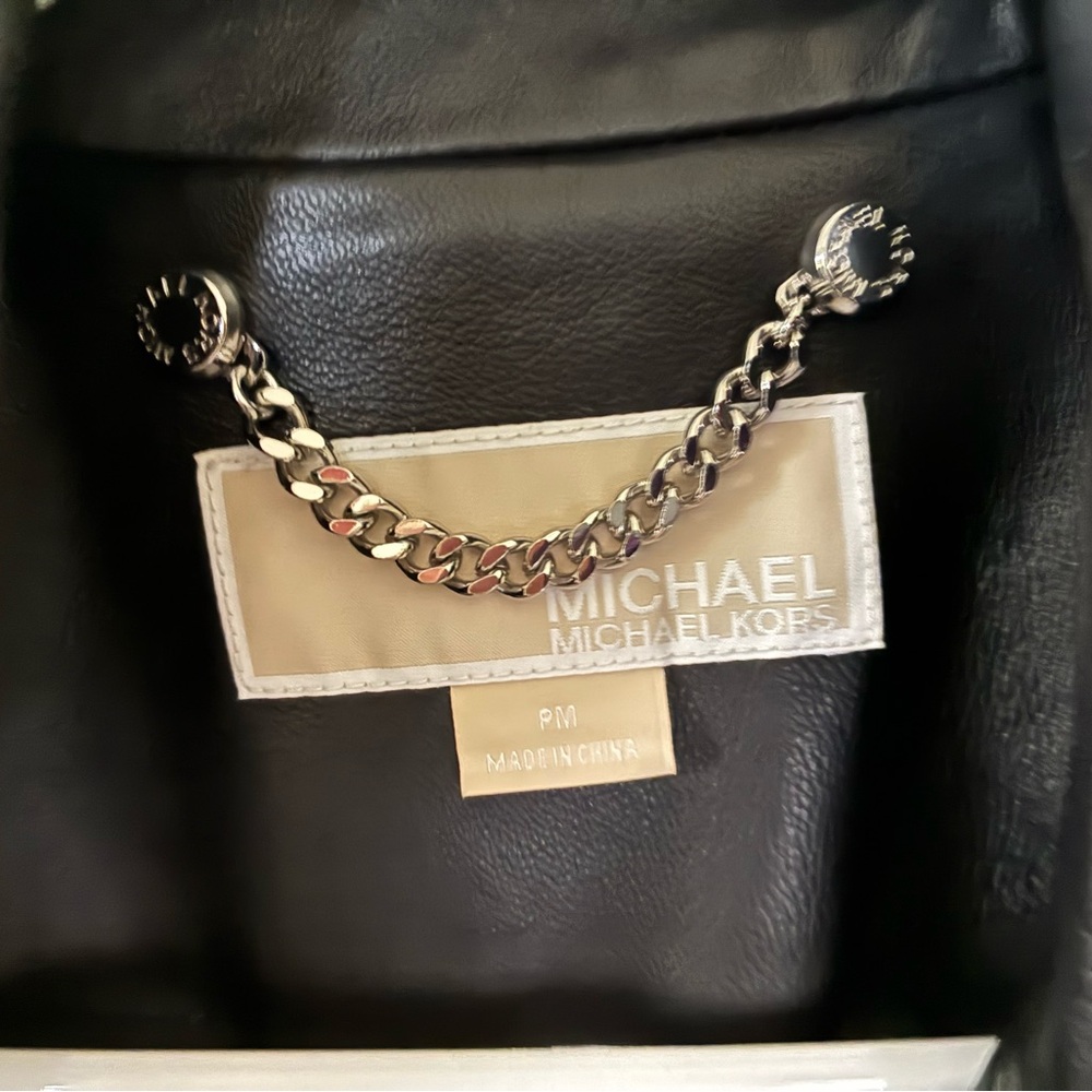 Michael Kors Black Leather Moto Jacket - Picture 2 of 3